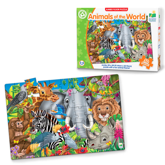 Jumbo Floor Puzzle - Animals of the World product and packaging.