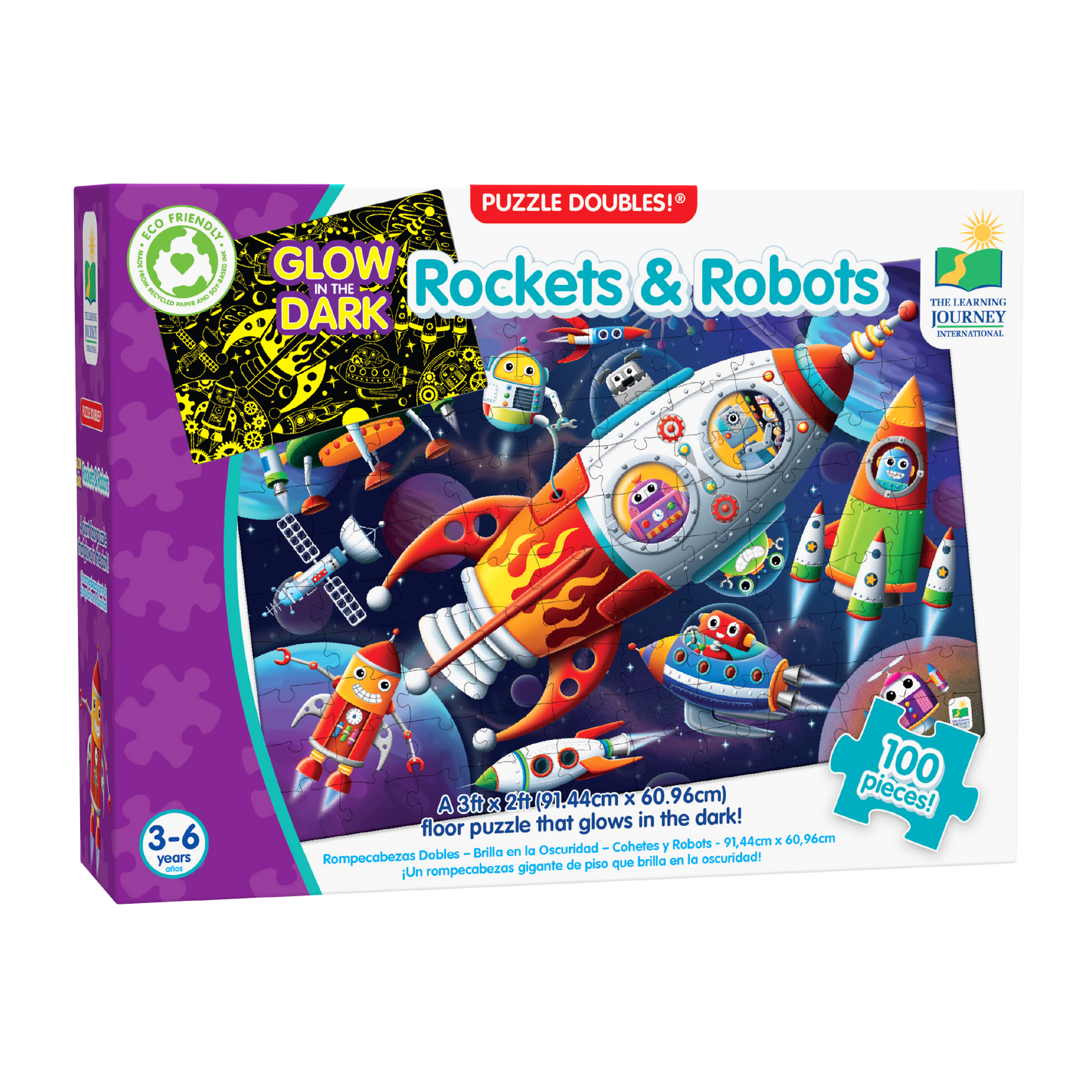 Puzzle Doubles - Glow In The Dark - Rockets & Robots (NEW)