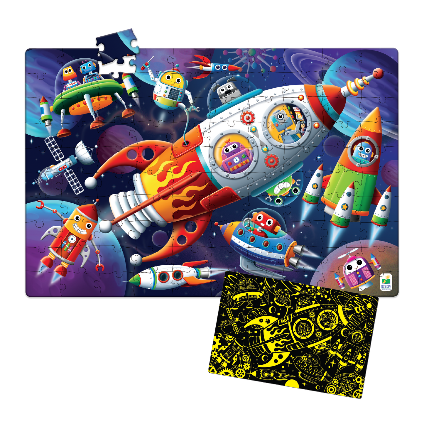 Puzzle Doubles - Glow In The Dark - Rockets & Robots (NEW)