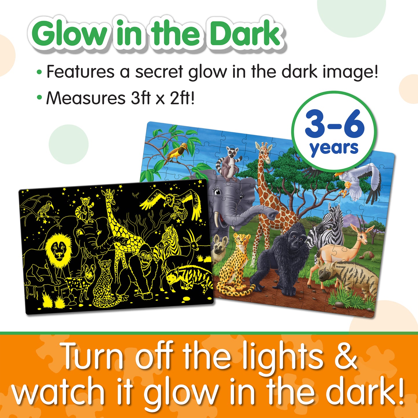 Infographic about Glow in the Dark - Wildlife that says, "Turn off the lights and watch it glow in the dark!"
