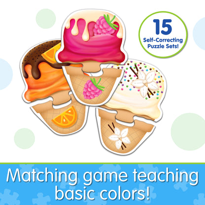 Infographic about My First Match It - Ice Cream Colors that says, "Matching game teaching basic colors!"