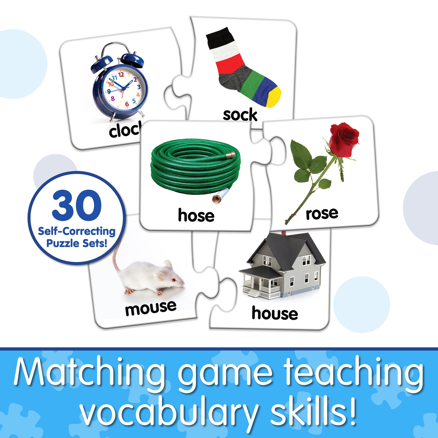 Infographic about Match It - Rhyme that says, "Matching game teaching vocabulary skills!"