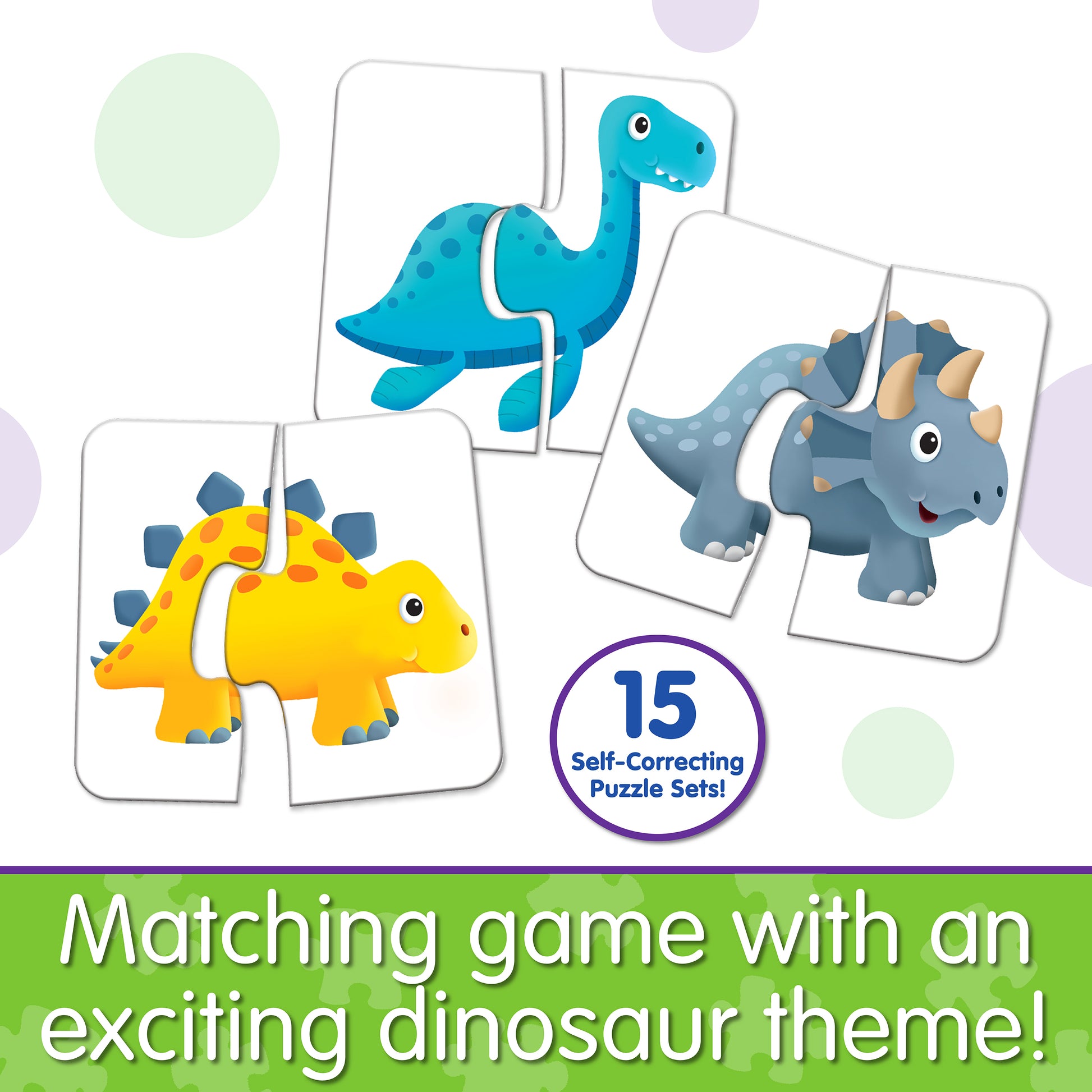 Infographic about My First Match It - Dinosaur Friends that says, "Matching game with an exciting dinosaur theme!"