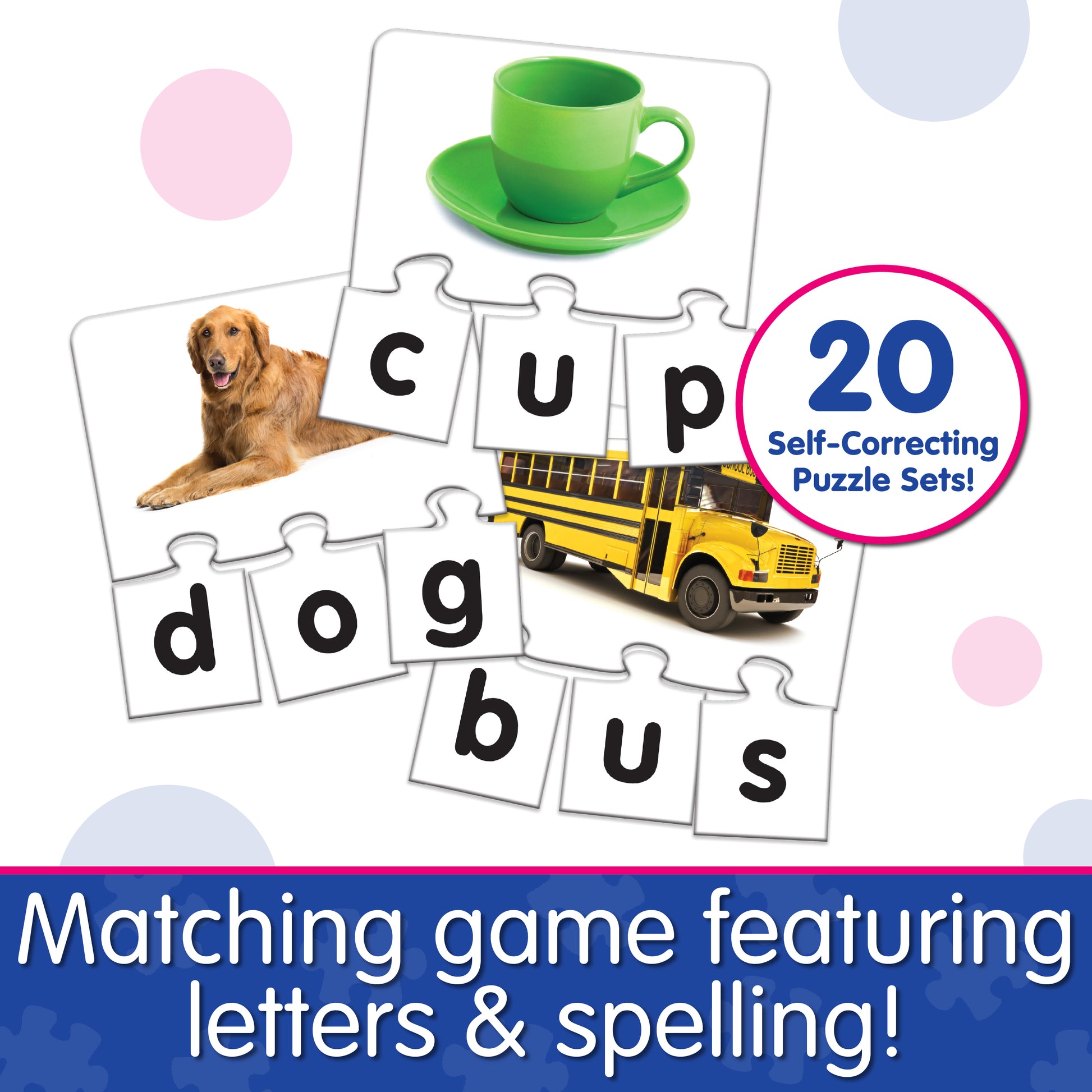 Infographic about Match It - Letters that says, "Matching game featuring letters and spelling!"