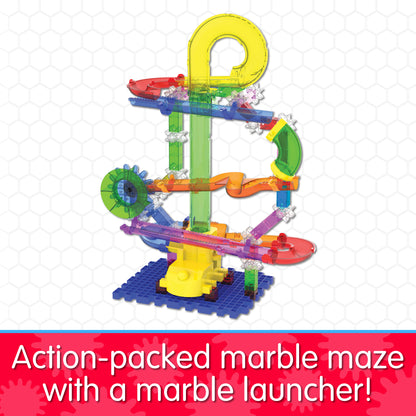 Infographic about Slingshot 3.0 that says, "Action-packed marble maze with a marble launcher!"