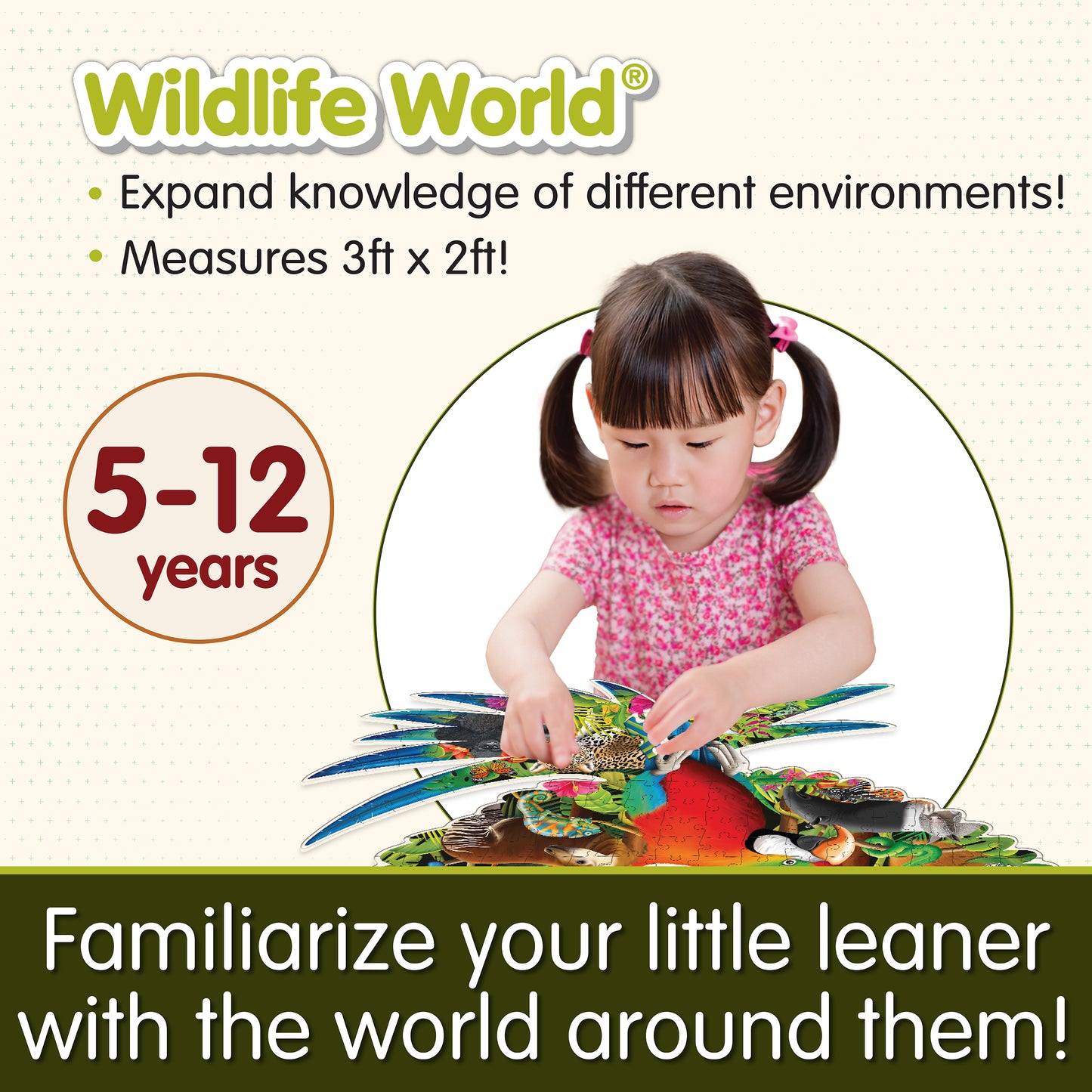 Infographic about Wildlife World Rainforest Puzzle's features