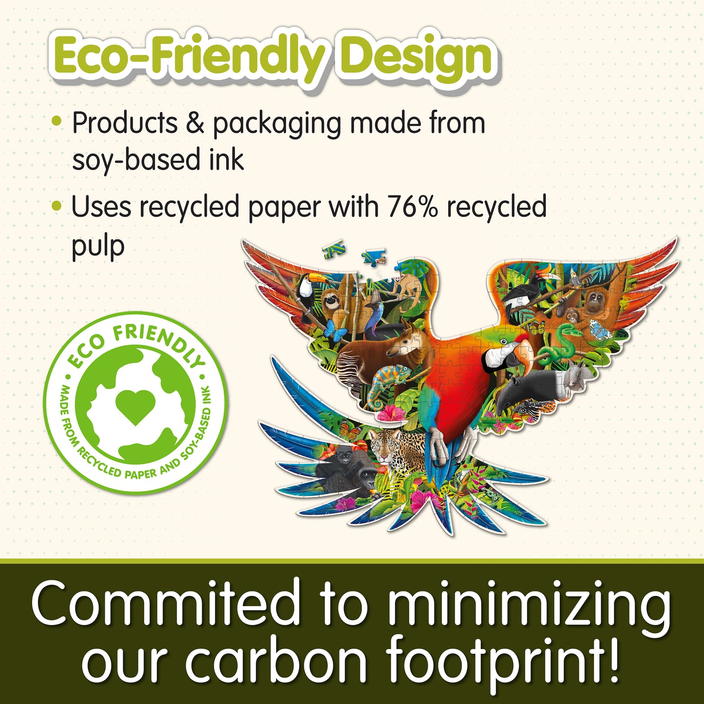 Infographic about Wildlife World Rainforest Puzzle's eco-friendly design