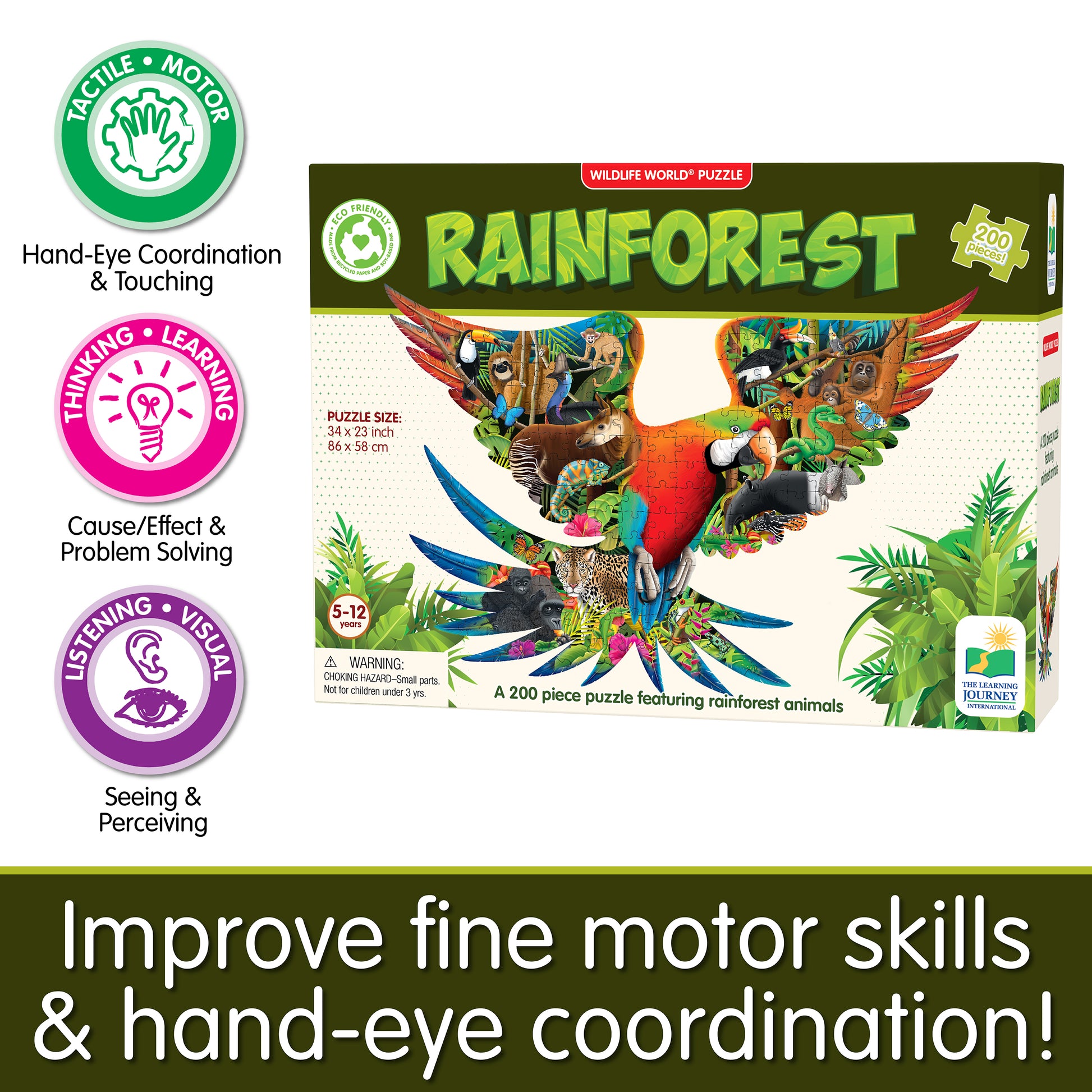 Infographic about Wildlife World Rainforest Puzzle's educational benefits
