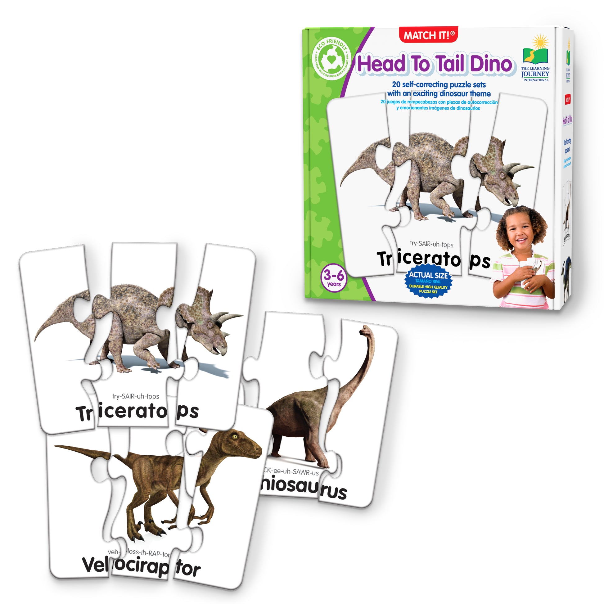 Match It - Head to Tail Dinos product and packaging
