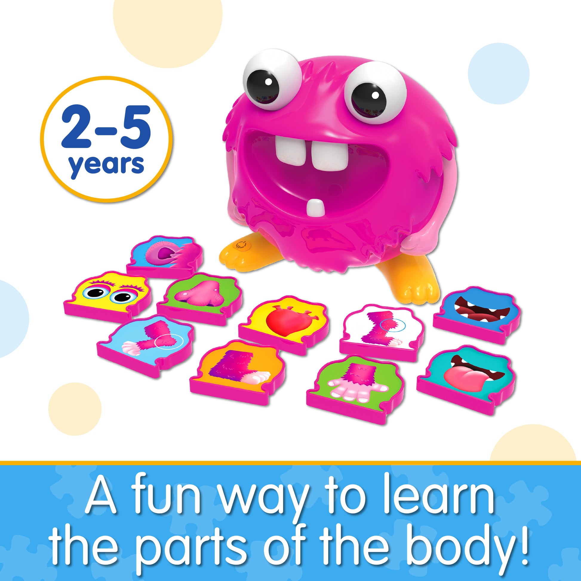 Infographic about Monster Me that says, "A fun way to learn about parts of the body!"