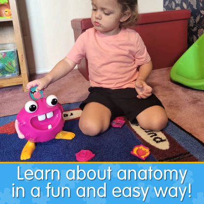 Infographic about Monster Me that says, "Learn about anatomy in a fun and easy way!"