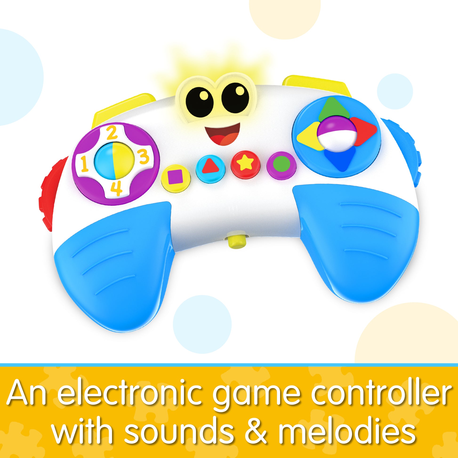 Infographic about On The Go Controller that says, "An electronic game controller with sounds and melodies"