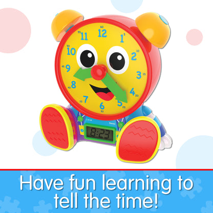 Infographic about Telly Jr that says, "Have fun learning to tell the time!"