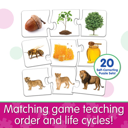 Infographic about Match It - Sequencing that says, "Matching game teaching order and life cycles!"
