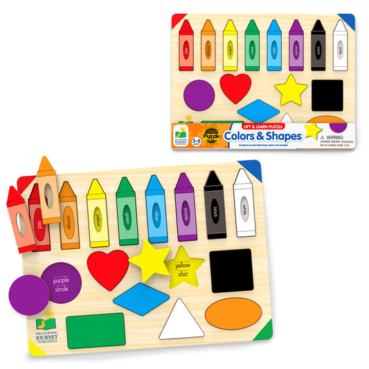 Lift and Learn Colors and Shapes Puzzle product and packaging.