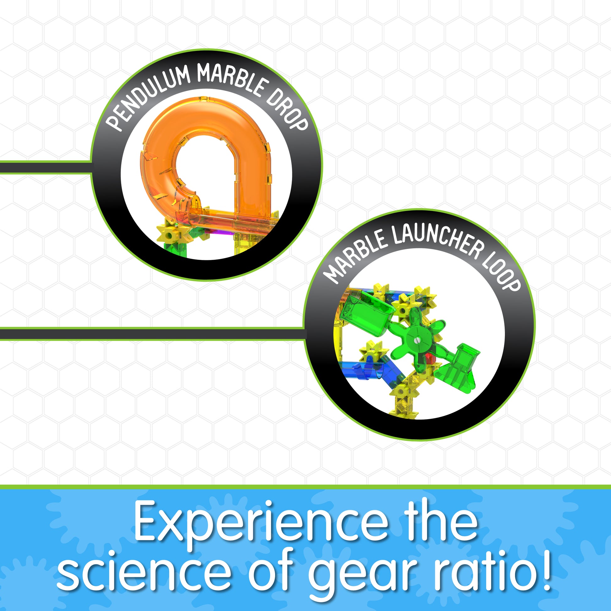 Infographic about Xpress' features that says, "Experience the science of gear ratio!"