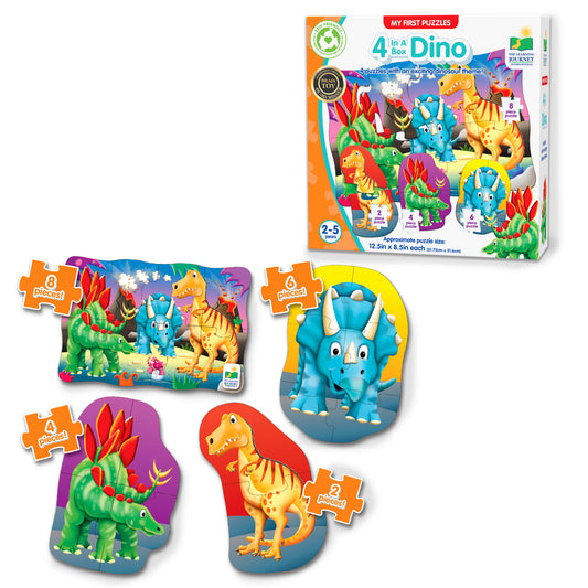 4-In-A-Box Dino Puzzle and packaging