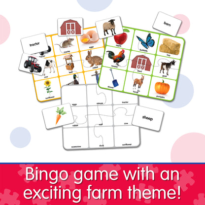 Infographic about Match It - Farm Bingo that says, "Bingo game with an exciting farm theme!"