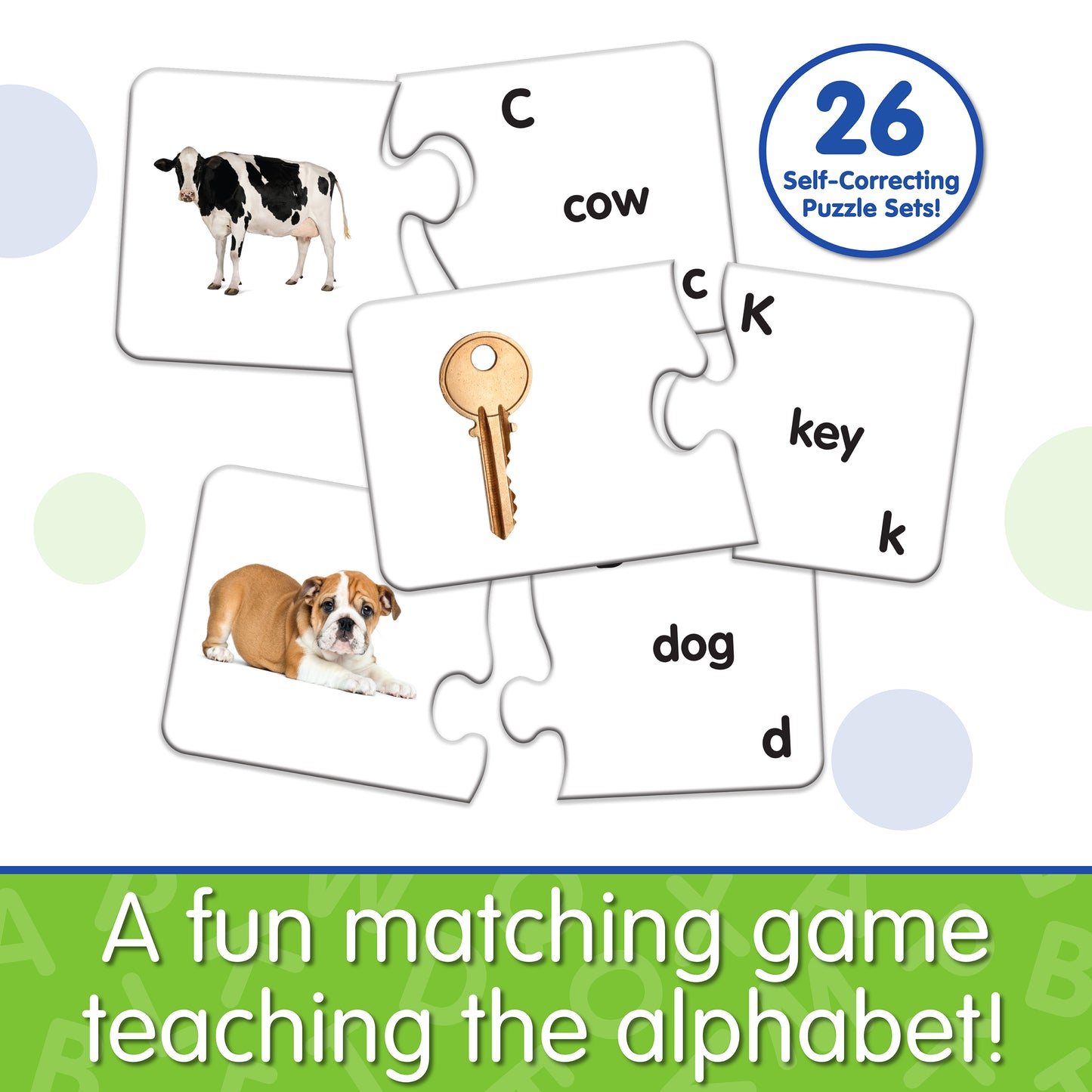 Infographic about Match It - ABC that says, "A fun matching game teaching the alphabet!"