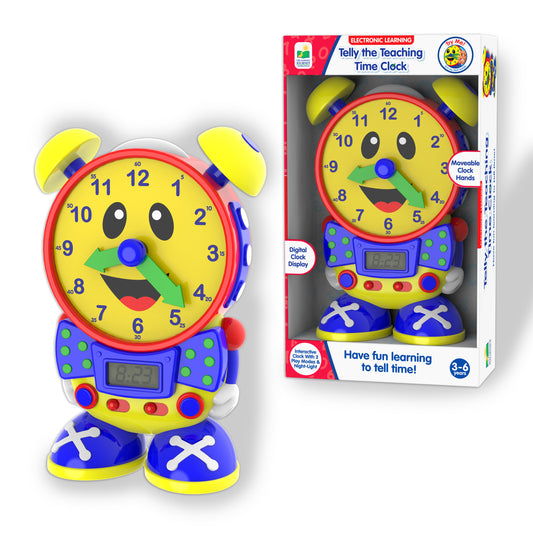 Telly the Teaching Time Clock product and packaging.