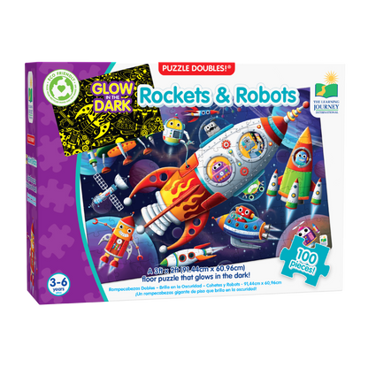 Puzzle Doubles - Glow In The Dark - Rockets & Robots (NEW)