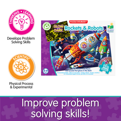 Puzzle Doubles - Glow In The Dark - Rockets & Robots (NEW)