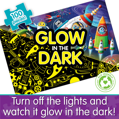 Puzzle Doubles - Glow In The Dark - Rockets & Robots (NEW)