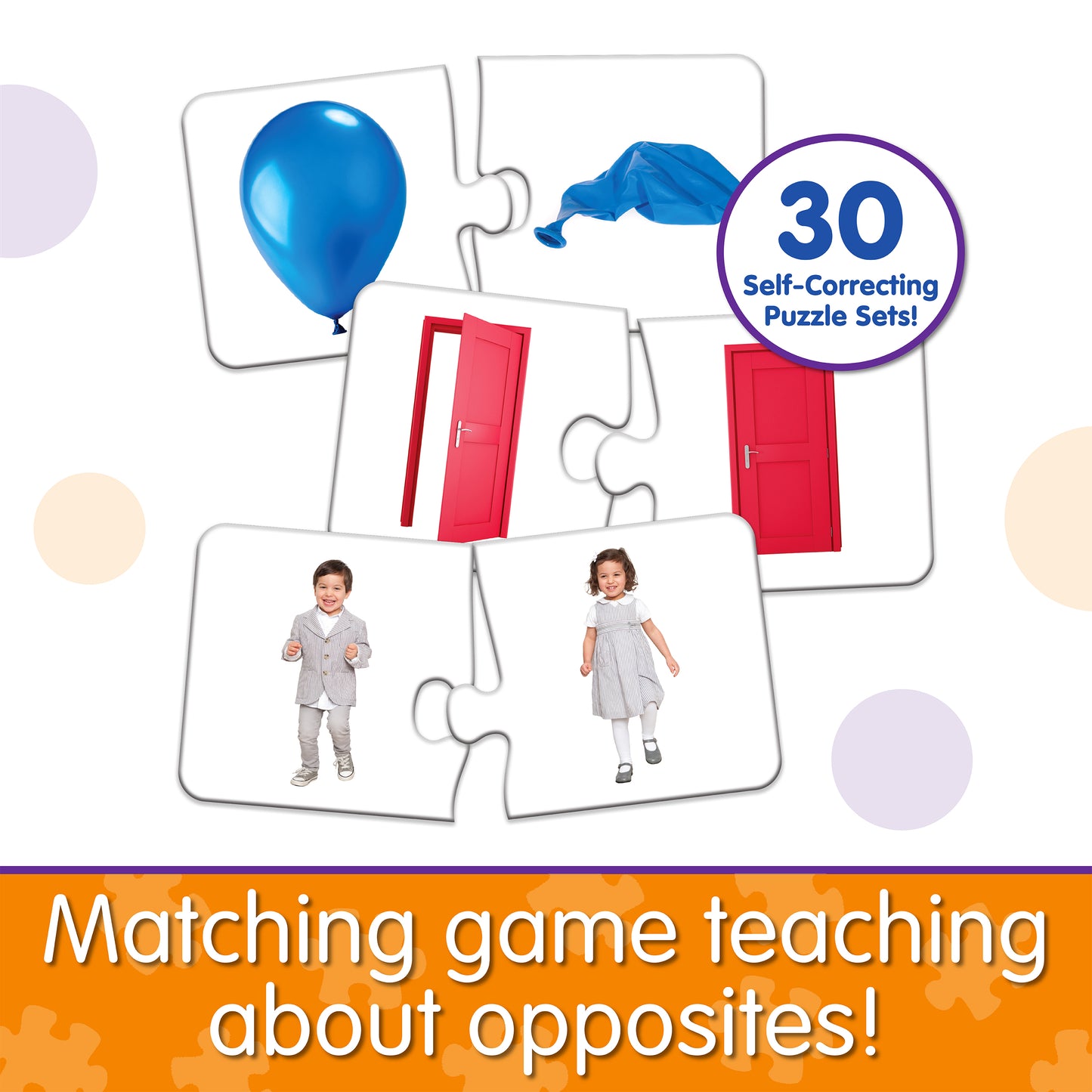 Infographic about Match It - Opposites that says, "Matching game teaching about opposites!"