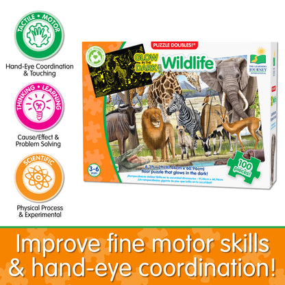 Puzzle Doubles! Glow in the Dark - Wildlife
