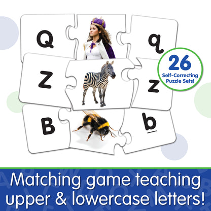 Infographic about Match It - Upper and Lower Case Letters that says, "Matching game teaching upper and lower case letters!"