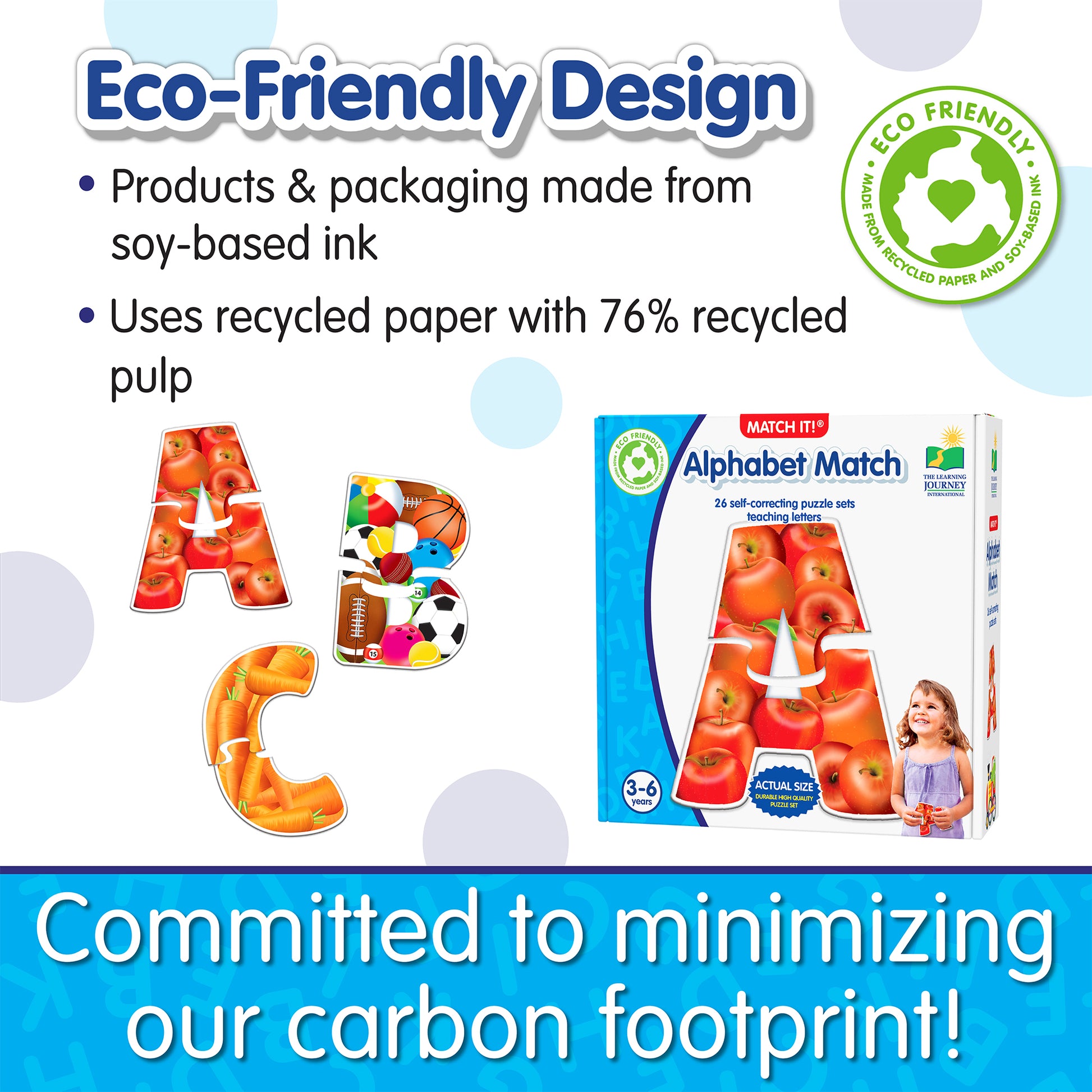 Infographic about Alphabet Match's eco-friendly design