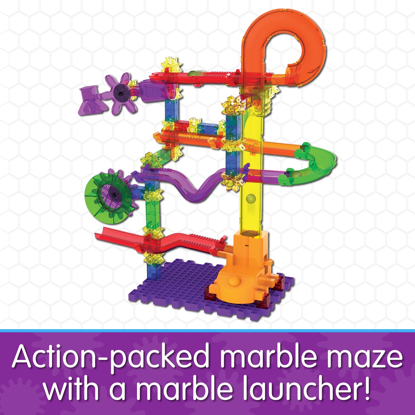 Infographic about Catapult 3.0 that says, "Action-packed marble maze with a marble launcher!"