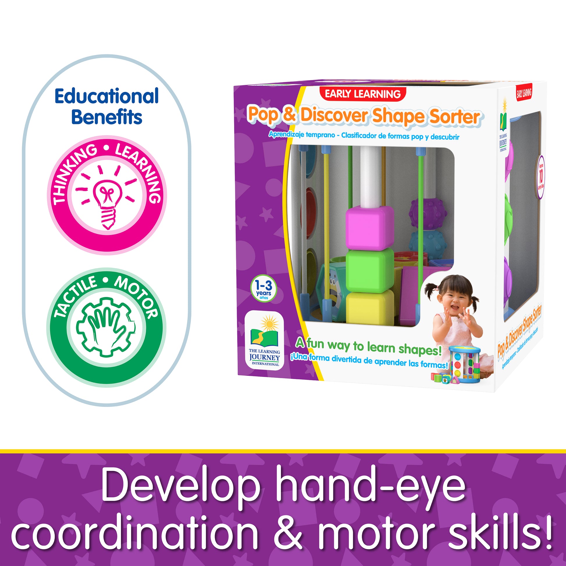 Infographic about Pop and Discover Shape Sorter's educational benefits