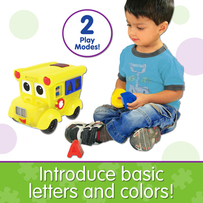 Infographic about Letterland School Bus that says, "Introduce basic letters and colors!"