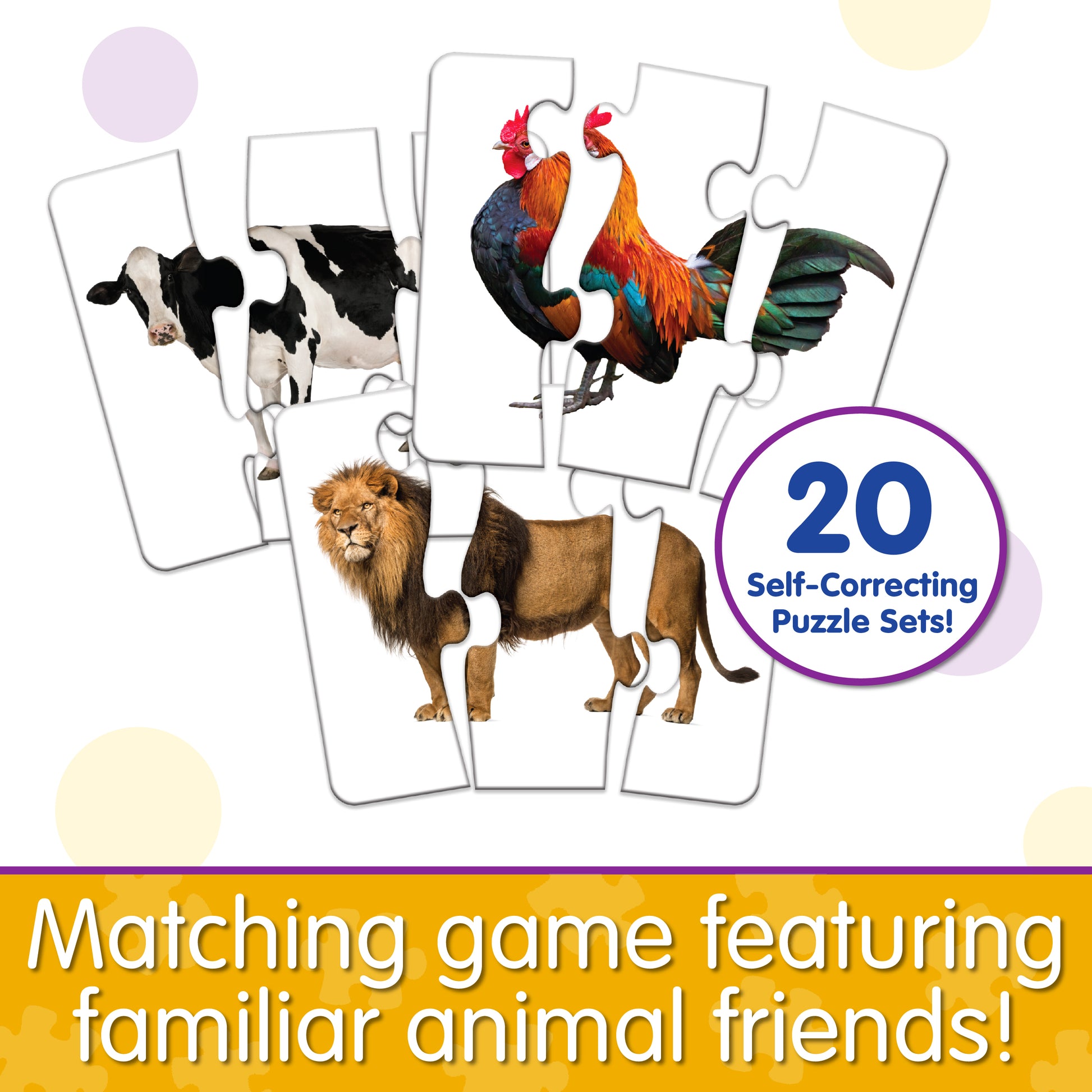 Infographic about Match It - Head to Tail that says, "Matching game featuring familiar animal friends!"