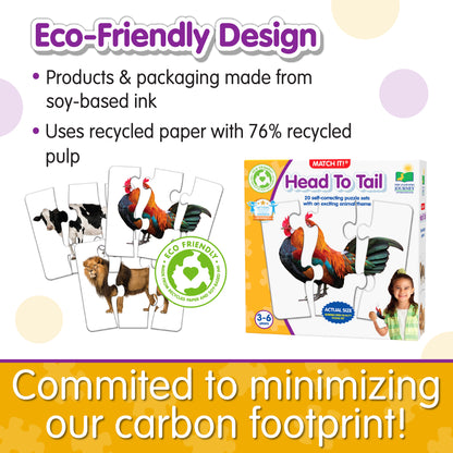 Infographic about Match It - Head to Tail's eco-friendly design that says, "Committed to minimizing our carbon footprint!"