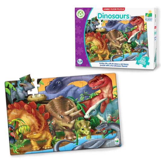 Jumbo Floor Puzzle - Dinosaurs product and packaging.