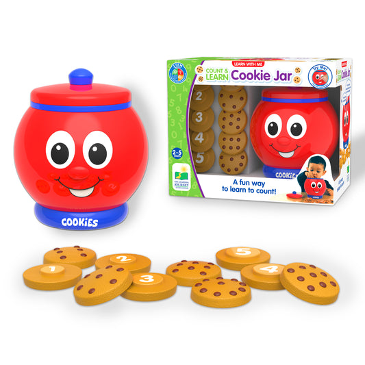 Learn With Me Count and Learn Cookie Jar product and packagaing.