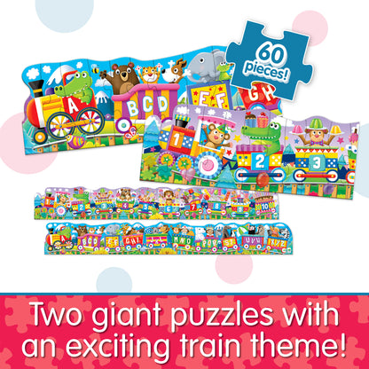 Puzzle Doubles! Giant ABC & 123 Train Floor Puzzles