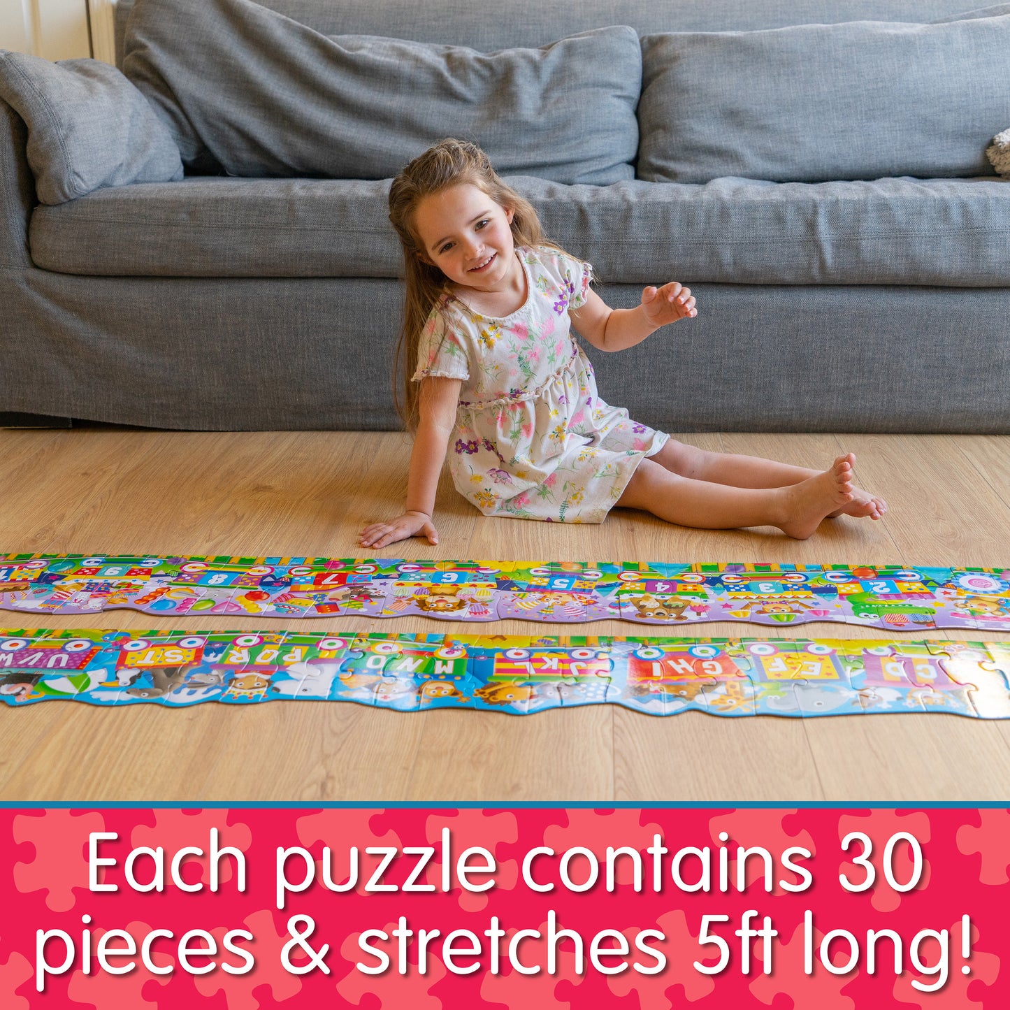 Puzzle Doubles! Giant ABC & 123 Train Floor Puzzles